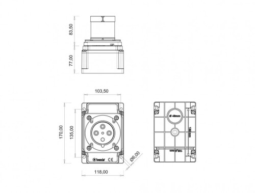 Bemis BC1-4504-2210 CEE Norm IP44 63A Duvar Fiş - 2