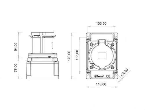 Bemis BC1-4504-2510 CEE Norm IP44 63A Duvar Priz - 2