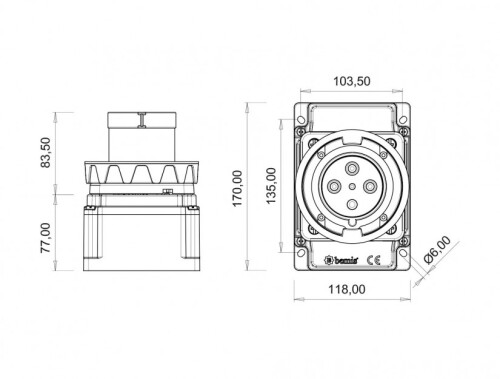 Bemis BC1-4504-7210 CEE Norm IP67 63A Duvar Fiş - 2