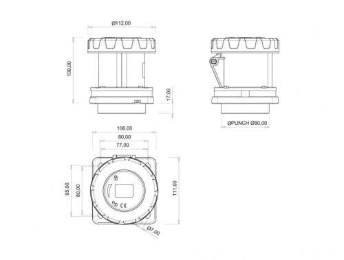 Bemis BC1-4504-7413 CEE Norm IP67 63A Makine Priz - 2