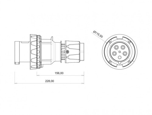 Bemis BC1-4505-7011 CEE Norm IP67 63A Düz Fiş - 2