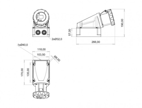 Bemis BC1-4505-7535 CEE Norm IP67 63A 90° Eğik Duvar Priz - 2