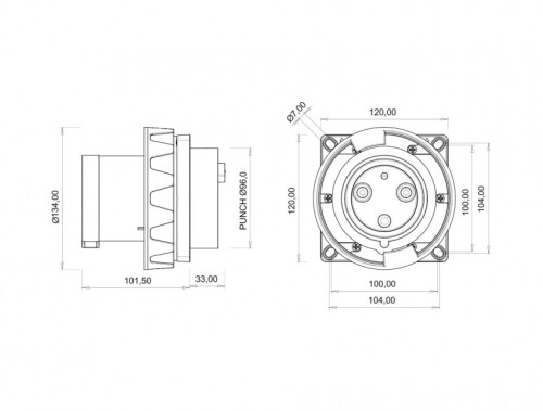 Bemis BC1-6403-7114 CEE Norm IP67 125A Makine Fişi - 2