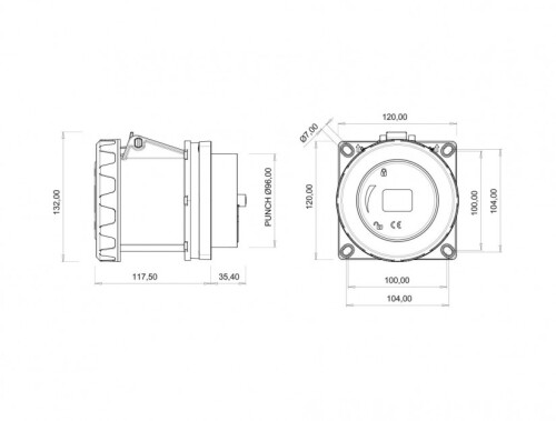 Bemis BC1-6504-7413 CEE Norm IP67 125A Makine Priz - 2