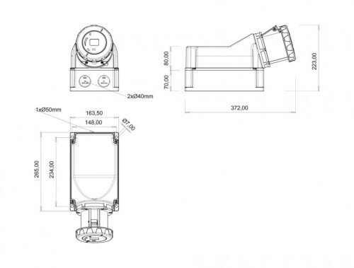 Bemis BC1-6504-7535 CEE Norm IP67 125A 90° Eğik Duvar Prizi - 2