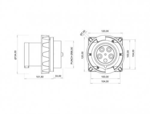 Bemis BC1-6505-7114 CEE Norm IP67 125A Makine Fişi - 2