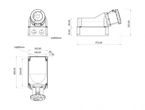 Bemis BC1-6505-7535 CEE Norm IP67 125A 90° Eğik Duvar Prizi - 2