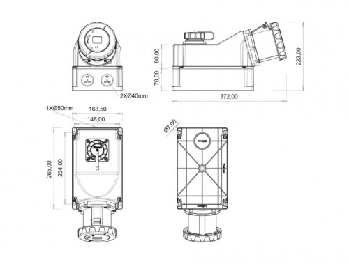 Bemis BC1-8504-7537 CEE Norm IP67 380V-450V 90° Eğik Pano Prizli Duvar Prizi - 2