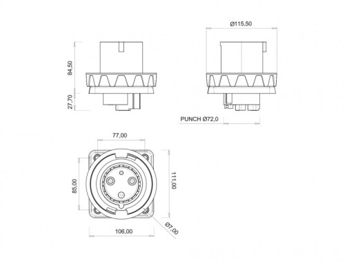 Bemis BC3-4303-7114 CEE Norm IP67 63A Makine Fişi (Pilotlu) - 2