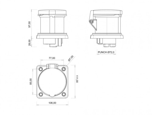 Bemis BC3-4403-2413 CEE Norm IP44 63A Makine Priz (Pilotlu) - 2