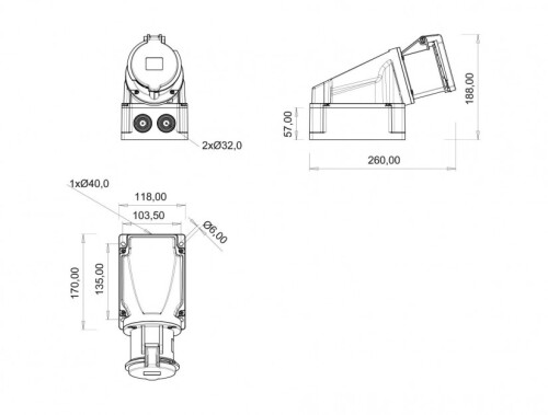 Bemis BC3-4403-2535 CEE Norm IP44 3/63A 90° Eğik Duvar Priz (Pilotlu) - 2