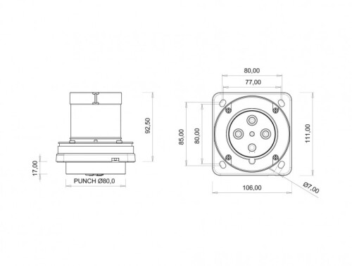 Bemis BC3-4504-2114 CEE Norm IP44 63A Makine Fişi (Pilotlu) - 2