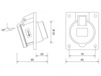 Bemis BCS-1403-2420 CEE Norm IP44 3/16A 45° Eğik Makine Prizi - 2