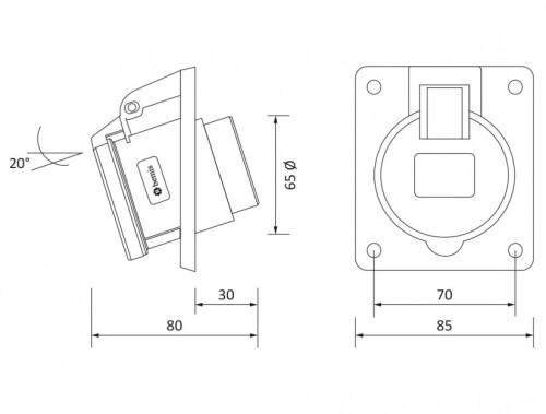 Bemis BCS-1403-2420 CEE Norm IP44 3/16A 45° Eğik Makine Prizi - 2