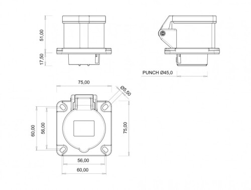 Bemis BCS-1504-2413 CEE Norm IP44 4/16A Makine Prizi - 2