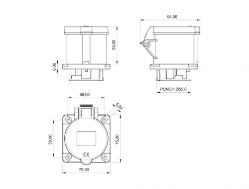 Bemis BCS-3403-2413 CEE Norm IP44 3/32A Makine Prizi - 2