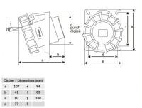 Bemis BCS-3403-7420 CEE Norm IP67 3/32A 45° Eğik Makine Prizi - 2