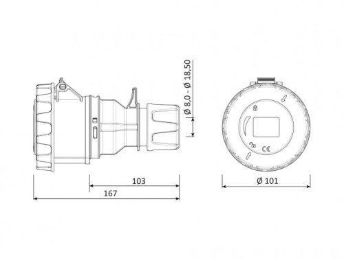 Bemis BCS-3505-7312 CEE Norm IP67 5/32A Uzatma Priz - 2