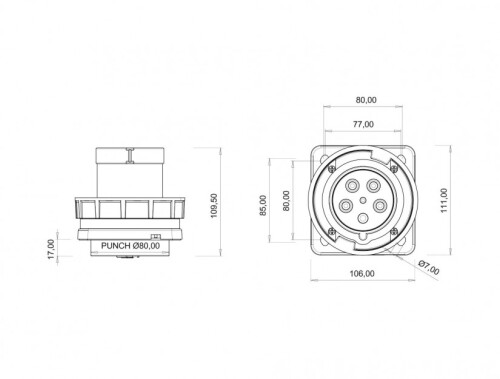 Bemis BCS-4505-7114 CEE Norm IP67 5/63A Makine Fişi - 2