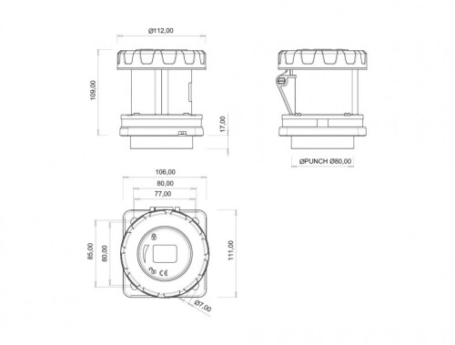 Bemis BCS-4505-7413 CEE Norm IP67 5/63A Makine Prizi - 2