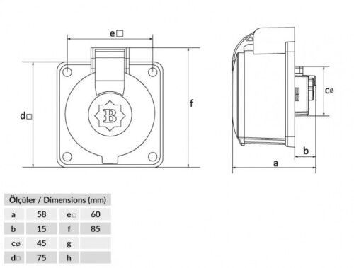 Bemis BP1-1402-2410 CEE Norm IP44 220V-250V Makine Priz - 2