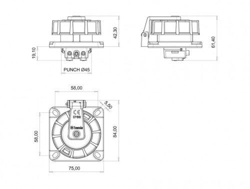 Bemis BS1-1402-7410 CEE Norm IP68 220V-250V Makine Priz (Vidalı Bağlantılı) - 2