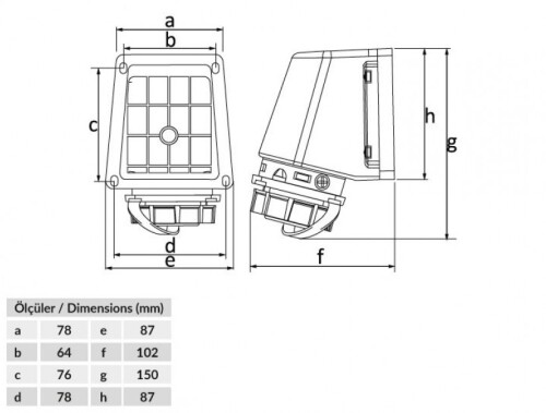 Bemis BS1-1402-7535 CEE Norm IP68 220V-250V 90° Eğik Duvar Priz - 2