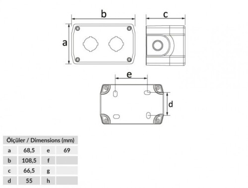 Bemis BT3-2000-0002 IP44 İkili Buton Kutusu - 2