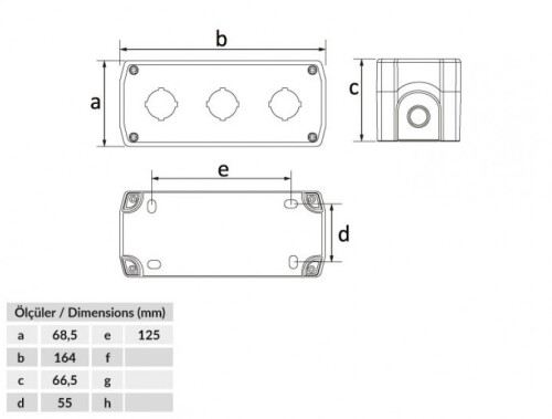 Bemis BT3-3000-0002 IP44 Üçlü Buton Kutusu - 2