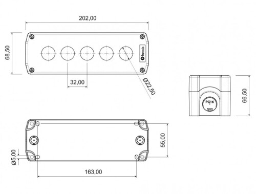 Bemis BT3-5000-0002 IP44 Beşli Buton Kutusu - 2