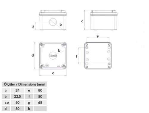 Bemis BT4-1001-0007 Sarı IP67 1’li Buton Kutusu 80x80x60 - 2