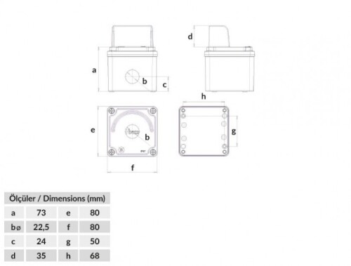 Bemis BT4-1071-0017 Sarı IP67 1’li Korumalı Buton Kutusu 80x80x73 - 2