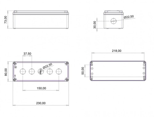 Bemis BT4-4001-0007 Sarı IP67 5’li Buton Kutusu 80x230x73 - 2