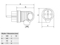 Bemis BV3-1402-2041 Kauçuk UPS Kulplu Eğik Fiş (Sarı) - 2