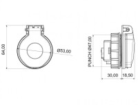 Bemis BY8-1402-2440 CEE Norm IP44 1/16A Somunlu Pano Prizi - 2