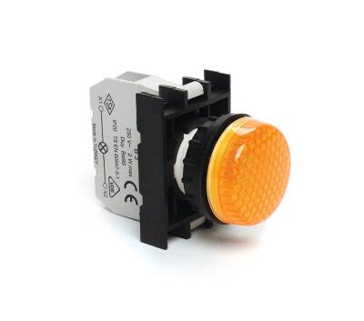 Emas B080XS Plastik LED'li 12-30V AC/DC Sarı 22 mm Sinyal - 1