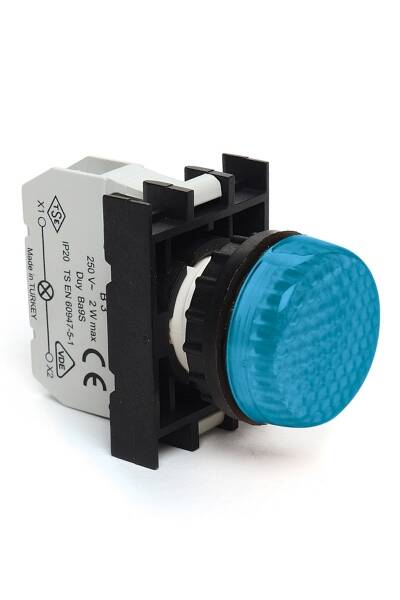 Emas B0E0XM Plastik LED'li 110V AC/DC Mavi 22 mm Sinyal - 1