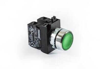 Emas CM102DY Metal 1NO+1NC Yaylı Düz Yeşil 22 mm Buton - 1