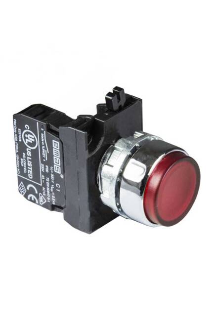 Emas CM102HK Metal 1NO+1NC Yaylı Çıkık Kırmızı 22 mm Buton - 1