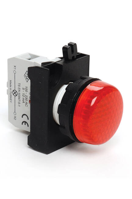 Emas CP0D0XK Plastik LED'li 110V AC/DC Kırmızı 22 mm Sinyal - 1