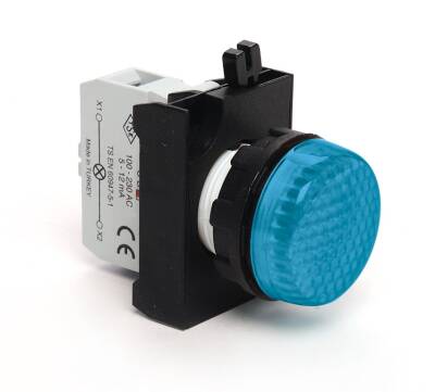 Emas CP0M0XM Plastik LED'li 100-230V AC Mavi 22 mm Sinyal - 1