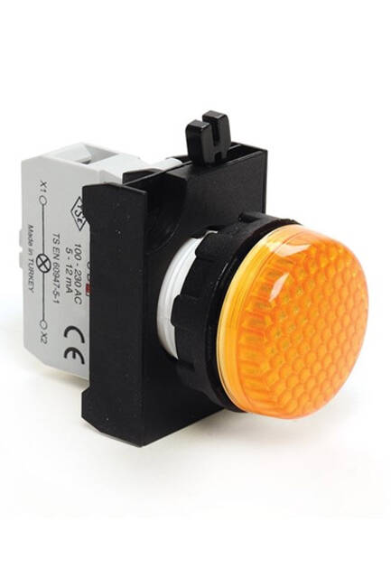 Emas CP0W0XS Plastik LED'li 48V AC/DC Sarı 22 mm Sinyal - 1