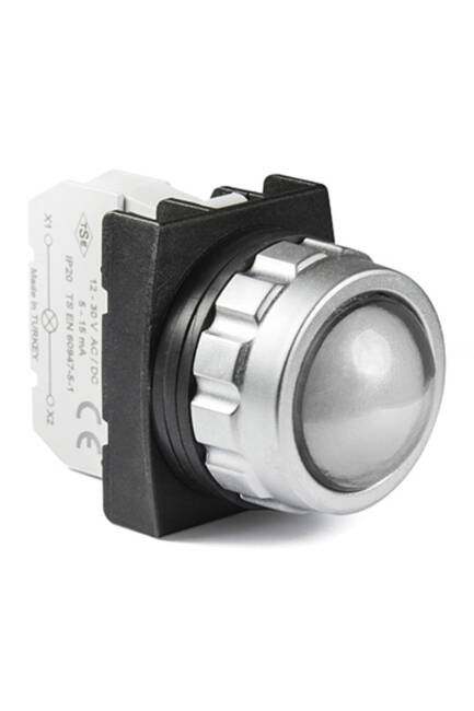 Emas H050XB Plastik LED'li 12-30V AC/DC Beyaz 30 mm Sinyal - 1