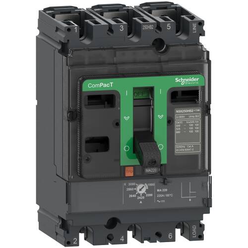 Schneider Electric C10H3MA013 Compact Şalter Nsx100H 70Ka Ac 3P3D 12,5A Ma - 1