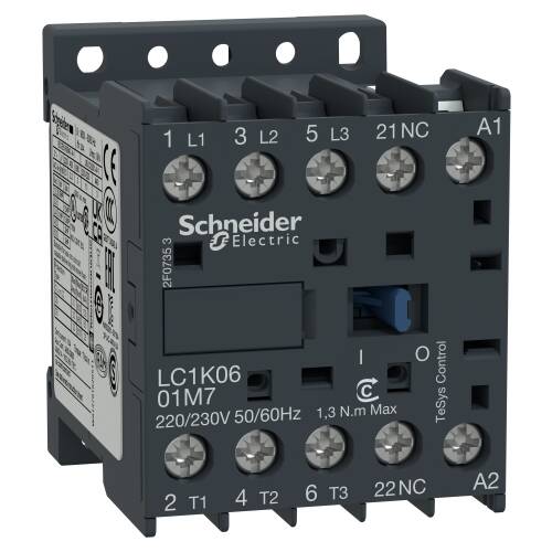 Schneider Electric LC1K0601M7 TeSys K Kontaktör 3 Kutup 6A AC3 220VAC 1NK - 1