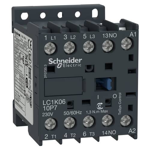 Schneider Electric LC1K0610Q7 TeSys K Kontaktör 3 Kutup 6A AC3 380VAC 1NA - 1