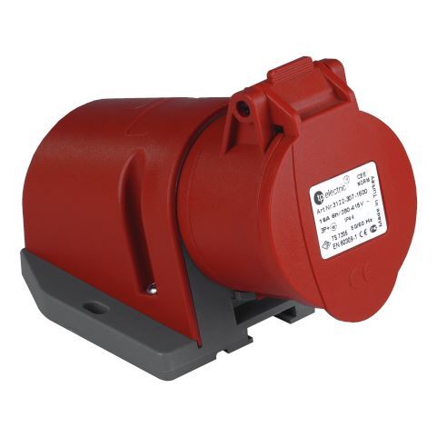 TP Electric 3022-307-1600 Hızlı Bağlantı IP44 4x16A CEE Norm Duvar Prizi - 1