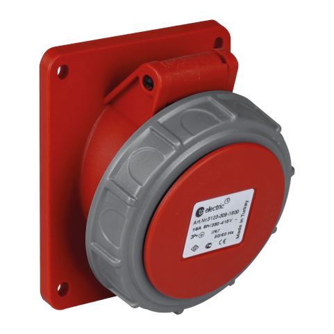 TP Electric 3106-309-1600 Vidalı Bağlantı IP67 5x16A CEE Norm Eğik Makine Prizi - 1