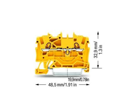 Wago 2001-1206 2,5 mm² Sarı 2 İletkenli Ray Klemens - 2