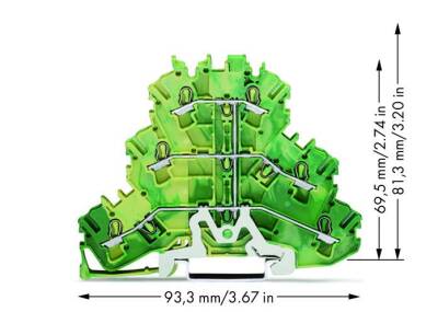 Wago 2002-3207 4 mm² Sarı-Yeşil Üç Katlı Klemens - 2